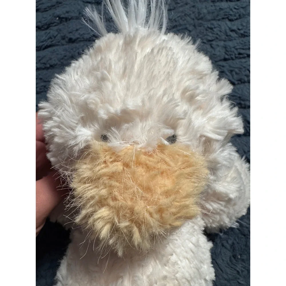 Mud Pie Plush Duckling Stuffed Animal Cream Shaggy Faux Fur Baby Chick 12 inch